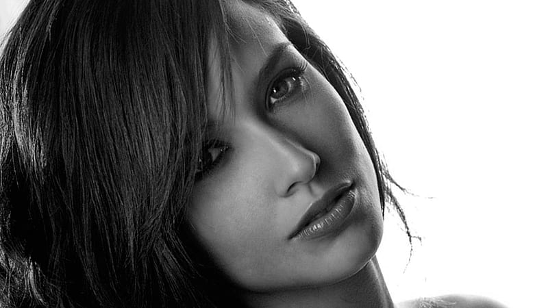When I Look into Your Eyes, sensual, special, black and white, pure, bonito, woman, sexy, sweet, graphy, beauty, face, hop, gorgeous, HD wallpaper