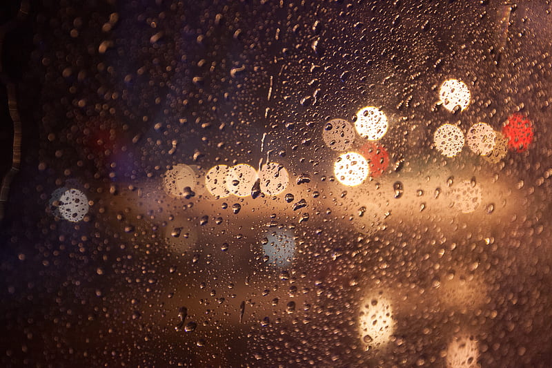 glare, drops, glass, rain, macro, HD wallpaper