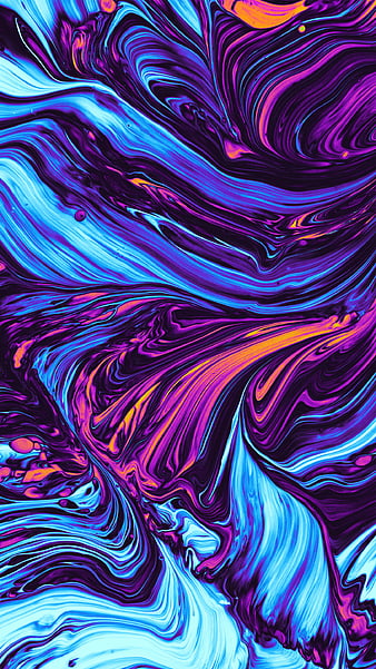 Past Life, Color, Colorful, Geoglyser, Iridescence, Orange, Purple, abstract, acrylic, blue, fluid, holographic, pink, psicodelia, texture, trippy, vaporwave, waves, yellow, HD phone wallpaper