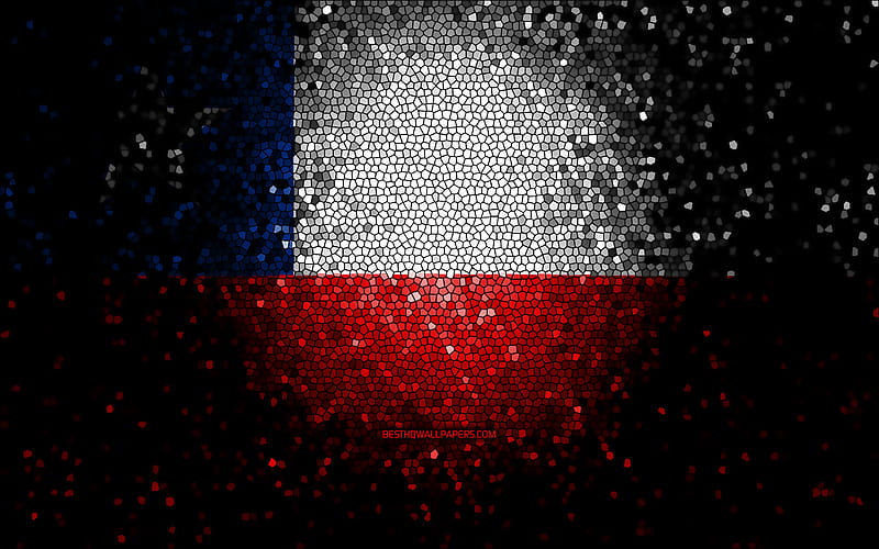 Chile flag, mosaic art, South American countries, Flag of Chile, national symbols, Chilean flag, artwork, South America, Chile, HD wallpaper