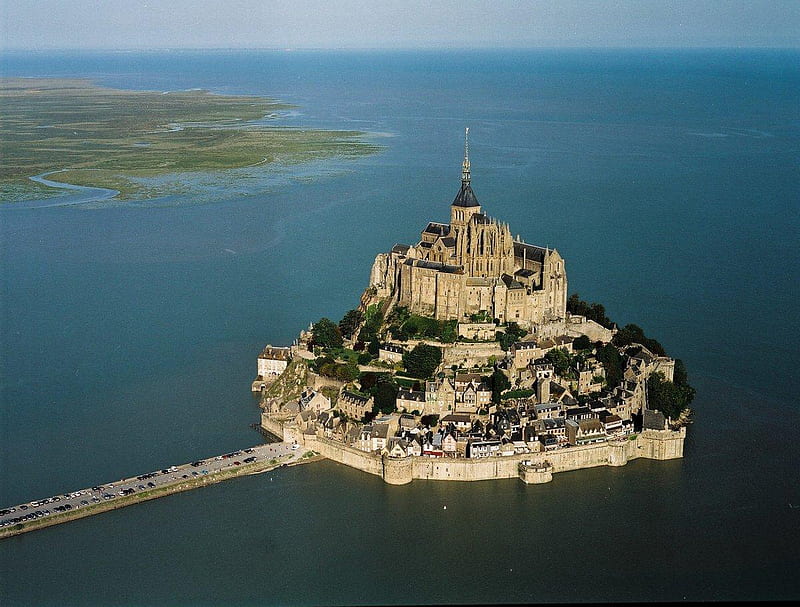 Mont St. Michel, high tide, france, normandie, sea, HD wallpaper