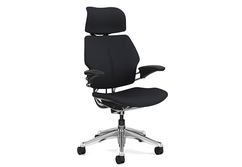 dom Headrest Polished Aluminium - Leather Bizon Black, office chairs online, Office Desk Chair, Ergonomic Office Chair, Ergonomic Office Furniture, HD wallpaper