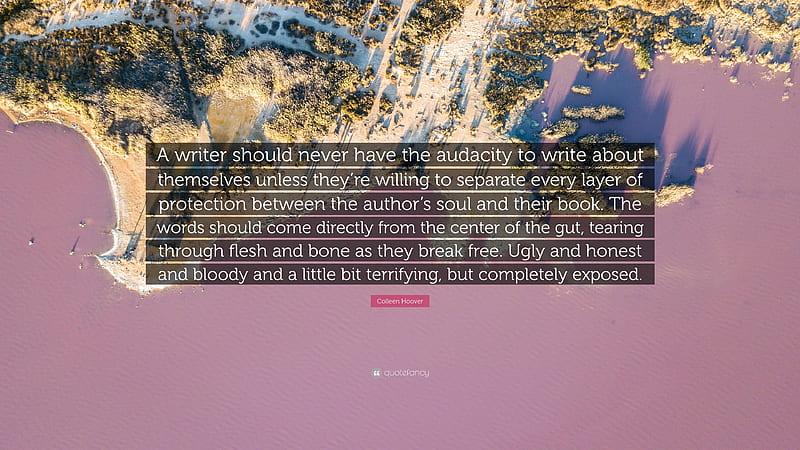 Colleen Hoover Quote: “A writer should never have the audacity to write about themselves unless they're willing to separate every layer of prot.”, HD wallpaper