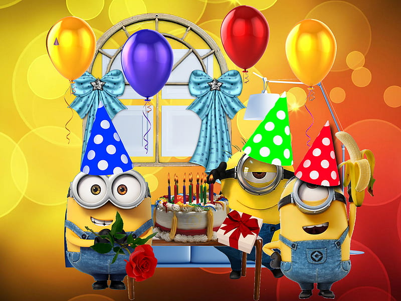 640x480px, globos, dibujos animados, feliz cumpleaños, minions birtay, Fondo  de pantalla HD | Peakpx