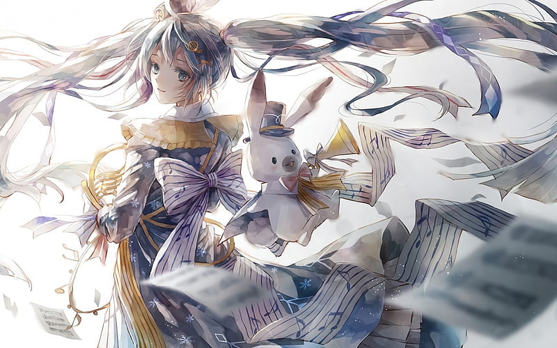 Yuki-miku, Rabbit Yukine, manga, Magica Wars, artwork, Vocaloid, HD wallpaper