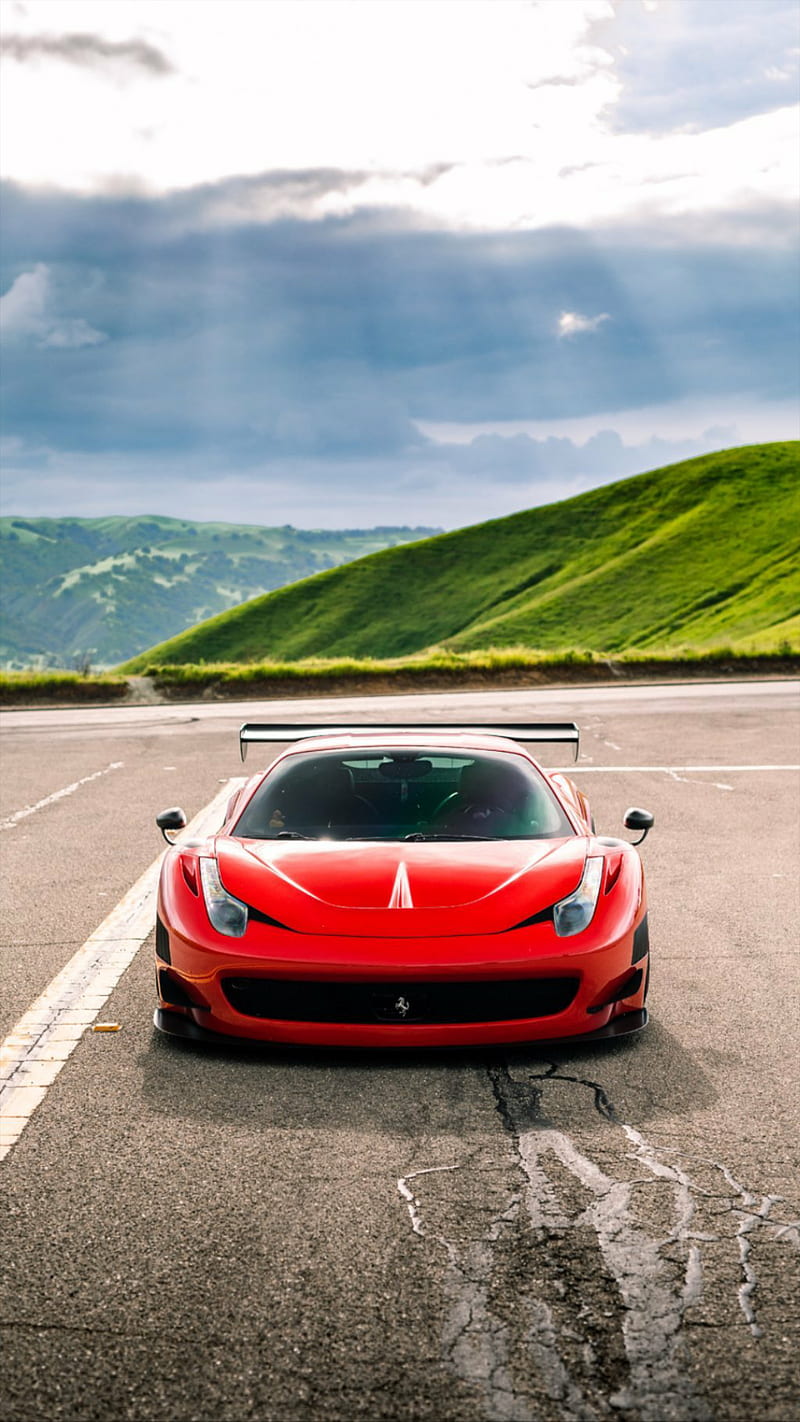 Ferrari 458 GT3, 458, car, ferrari, mountains, new, red, esports, supercar, HD phone wallpaper