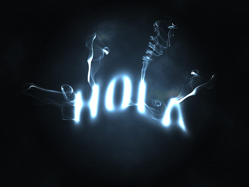 HOLA, blur, smoke, blue, letters, HD wallpaper