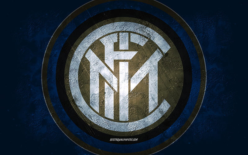 Inter Milan, Italian football team, blue background, Inter Milan logo, grunge art, Serie A, football, Italy, Inter Milan emblem, HD wallpaper