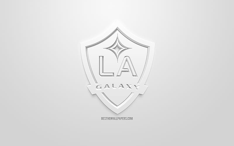 Los Angeles Galaxy, creative 3D logo, white background, 3d emblem, American football club, MLS, Los Angeles, California, USA, Major League Soccer, 3d art, football, 3d logo, soccer, LA Galaxy, HD wallpaper