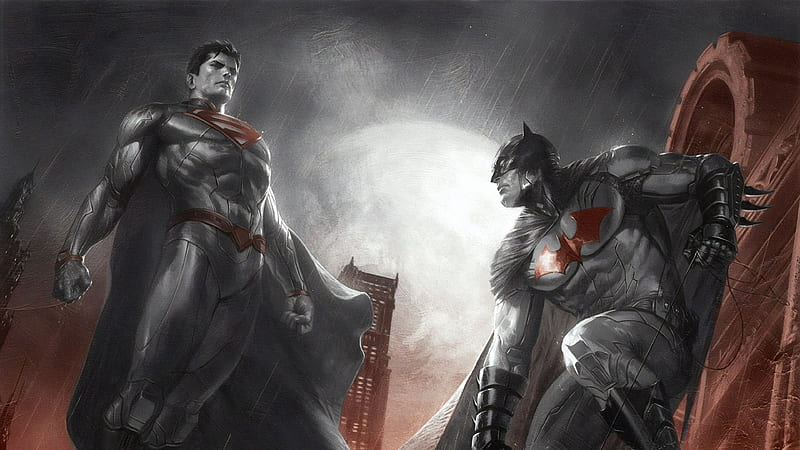 Batman Superman Monochrome, batman, superman, superheroes, artwork, digital-art, HD wallpaper