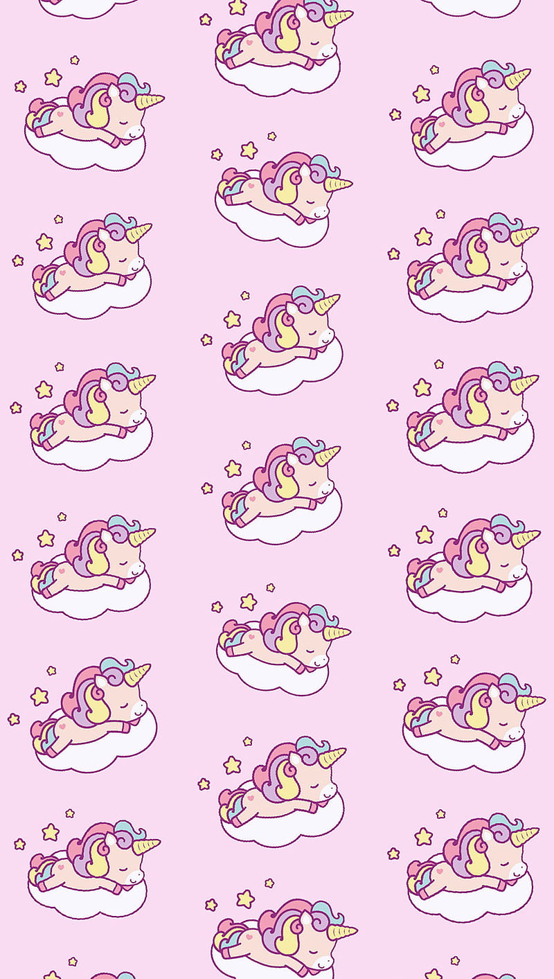 Unicorns, clouds, colorful, cute, pattern, sleepy, HD phone wallpaper