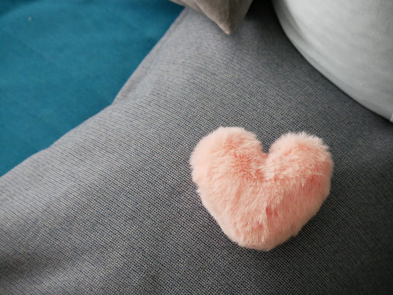 heart, pillow, pink, fluffy, love, HD wallpaper