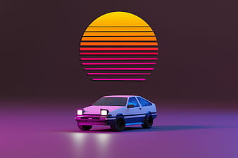 HD wallpaper: retrowave, purple, vaporwave, typography, Initial D