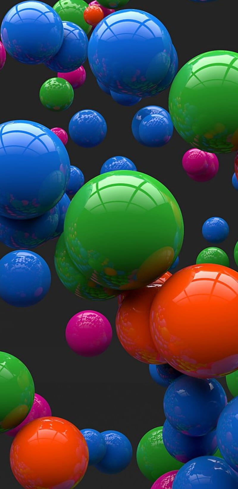abstract, balls, bubbles, colourful, parallax, rainbow, HD phone wallpaper