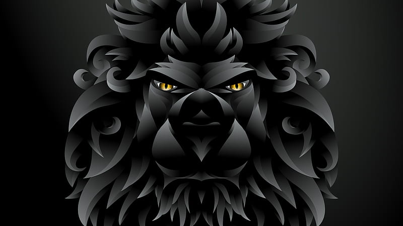 Dark Black Lion Illustration, lion, illustration, artist, artwork, digital-art, behance, dark, black, HD wallpaper