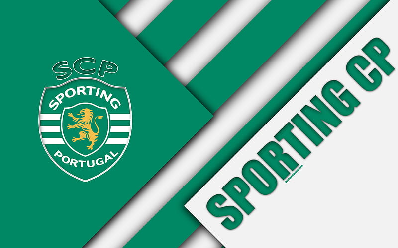 Sporting FC, Portuguese football club logo, material design, green white abstraction, Primeira Liga, Lisbon, Portugal, football, Premier League, HD wallpaper