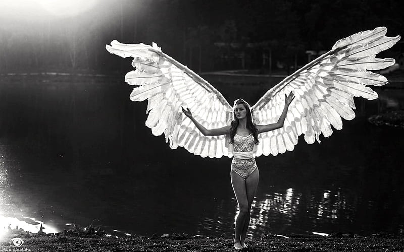 Angel, Ange, wings, model, women, HD wallpaper