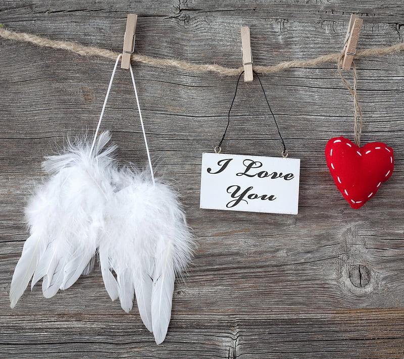 I Love You, heart, love, romantic, valentine, wings, wood, you, HD wallpaper