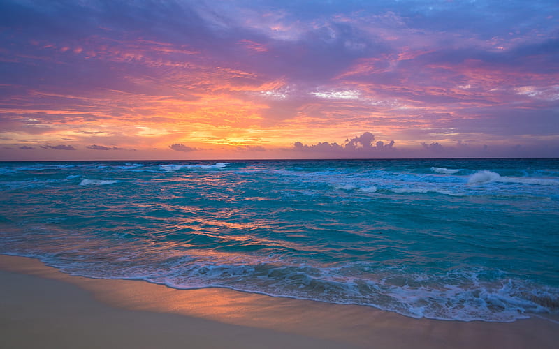 Surf beach sunset-Landscape, HD wallpaper