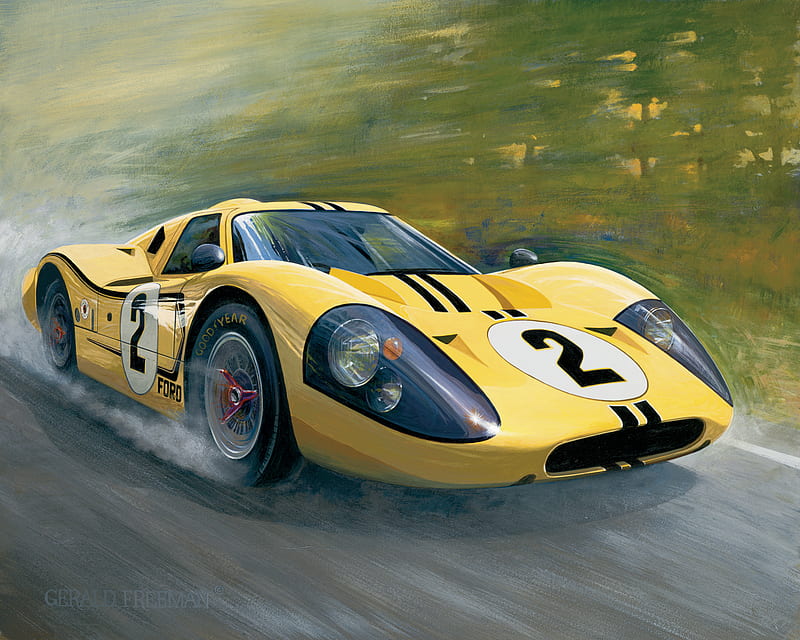 gt40, yellow, mid engine, two seater, race car, HD wallpaper