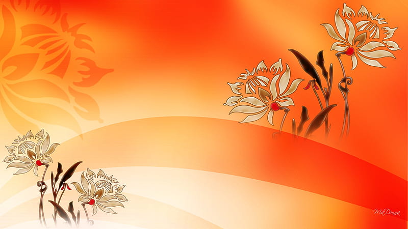 Flowers for Prosperity, poppy, fall, autumn, orange, firefox person, layers, bright, summer, flowers, lily, HD wallpaper
