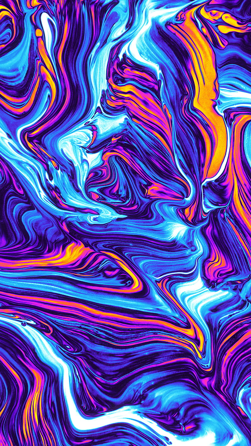 Frail, Abstract, Color, Fluid, Geoglyser, Trippy, art, bonito, blue, chromatic, colorful, pink, purple, waves, yellow, HD phone wallpaper