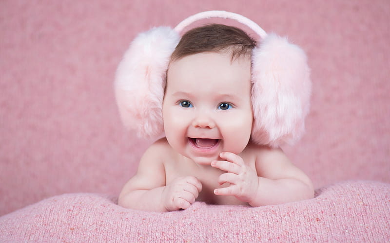 Cute baby girl, little, headphones, smile, baby, happy, sweet, cute, girl,  copil, HD wallpaper | Peakpx