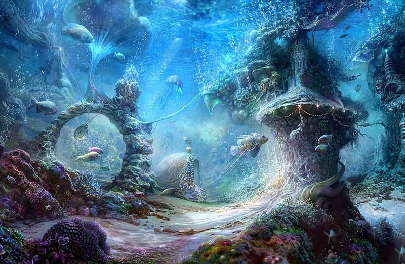 Beautiful underwater, underwater, lovely, splendor, fish, ocean, peaceful, bonito, blue, HD wallpaper
