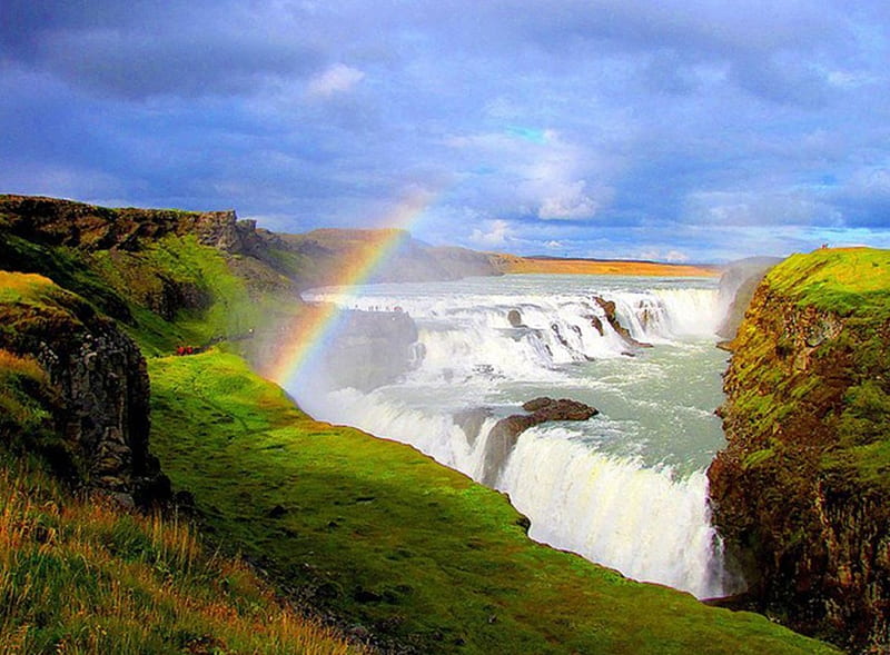 Gullfoss-waterfall Iceland, Spitfire, DeSota, Ford, Chimo, HD wallpaper