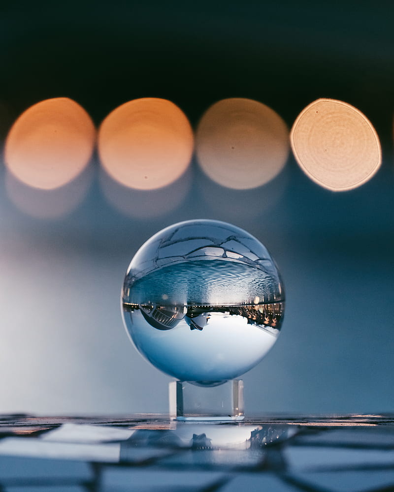 ball, glass, reflection, sphere, blur, bokeh, HD phone wallpaper