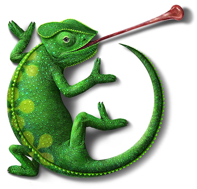 SCREEN SAVER, chameleon, green, tongue, reptile, HD wallpaper