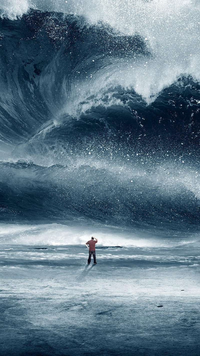 no fear, drops, man, nature, sea, water, waves, HD phone wallpaper