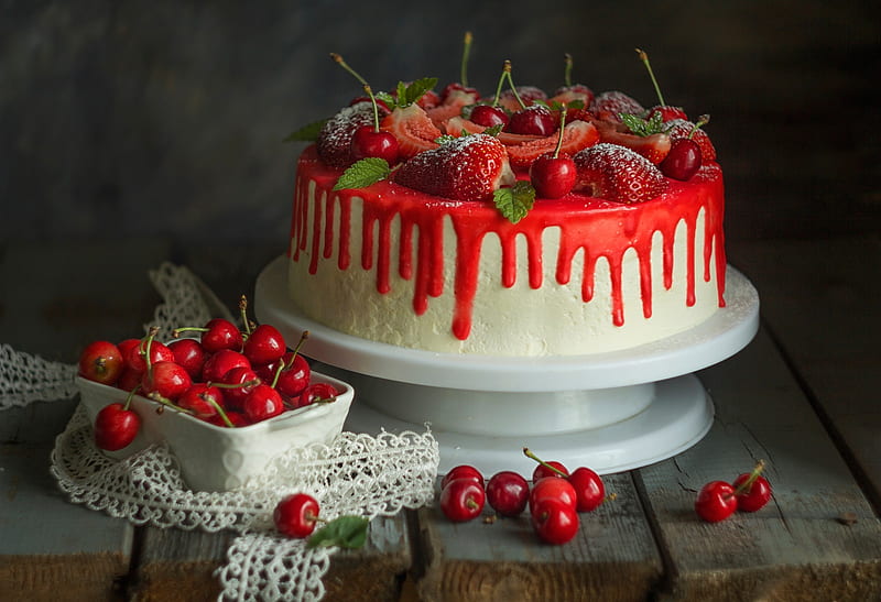 Food, Cake, Cherry, Fruit, Pastry, HD wallpaper