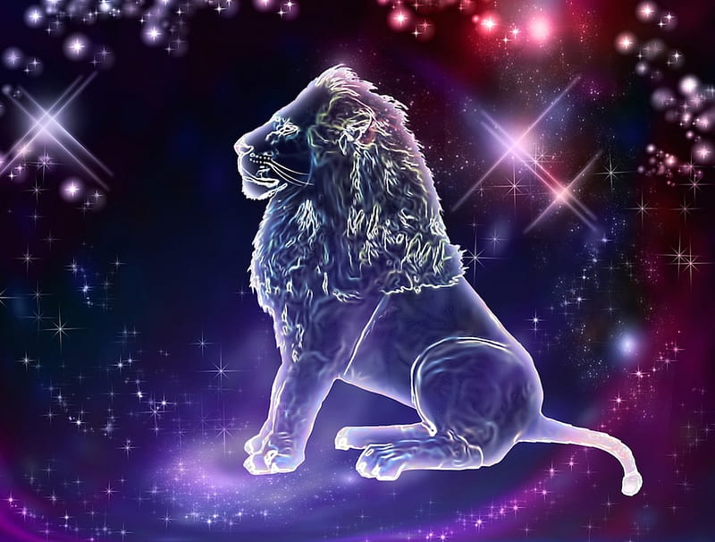 Zodíaco ~ leo, estrellas, leu, leo, zodíaco, león, fantasía, púrpura, rosa,  azul, Fondo de pantalla HD | Peakpx