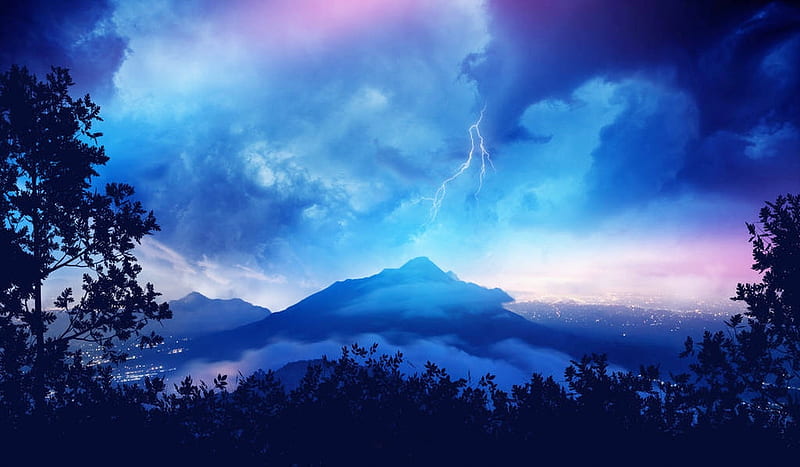 Summit of Dreams, beautclouds, nature, Mountains, sky, blues, HD wallpaper