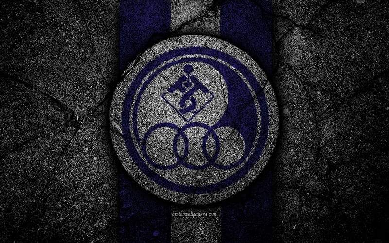 FC Esteghlal Khuzestan emblem, Persian Gulf Pro League, soccer, Iran, Esteghlal Khuzestan, black stone, football, logo, asphalt texture, Esteghlal Khuzestan FC, Iranian football club, HD wallpaper