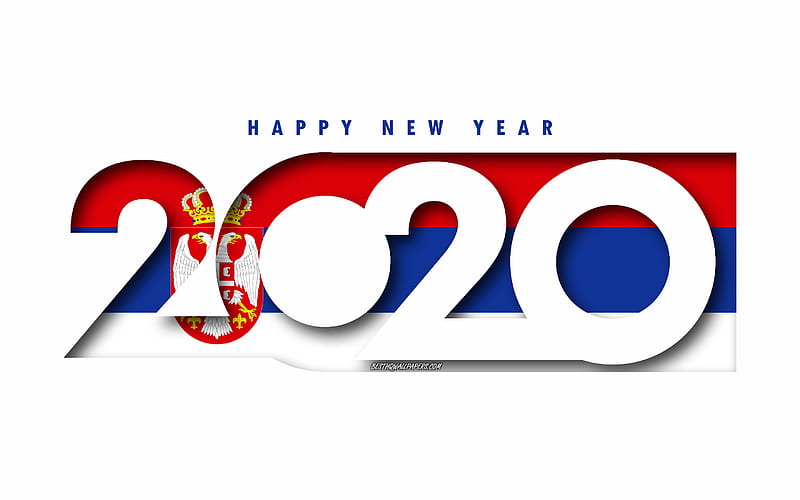 Serbia 2020, Flag of Serbia, white background, Happy New Year Serbia, 3d art, 2020 concepts, Serbia flag, 2020 New Year, 2020 Serbia flag, HD wallpaper