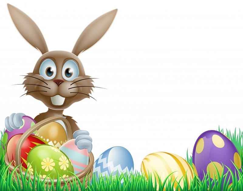 Easter Rabbit, holy, holiday, colored, eggs, bunny, easter, HD wallpaper