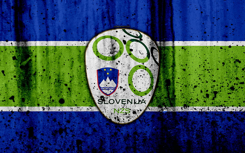 Slovenia national football team logo, grunge, Europe, football, stone texture, soccer, Slovenia, European national teams, HD wallpaper