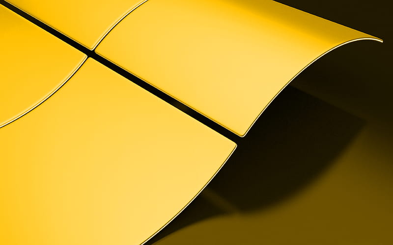 Yellow Windows logo, creative Yellow background, Yellow Windows emblem, Yellow Windows background, 3d art, Windows logo, Windows, HD wallpaper