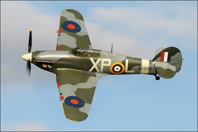 Hawker Hurricane, raf, hurricane, guerra, fighter, ww2, hawker, sky, clouds, air force, royal air force, HD wallpaper
