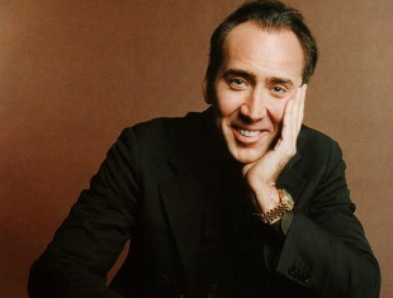 Nicolas Cage, cute smile, male, green eyes, black dress, sexy, actor, HD wallpaper
