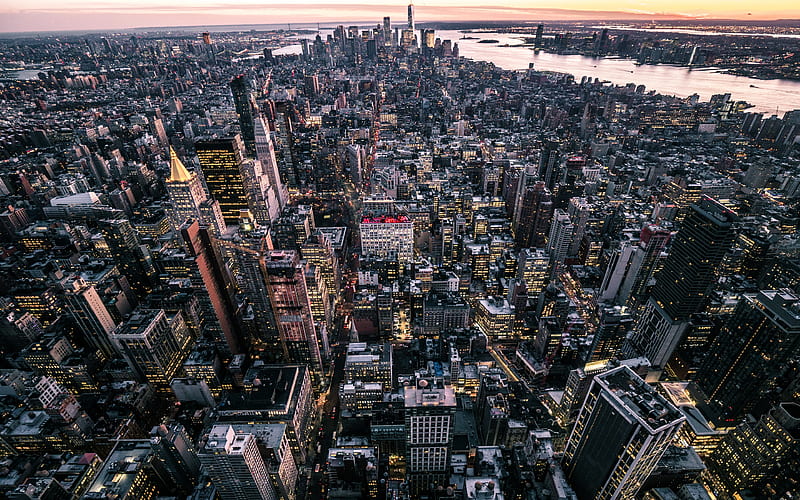 Manhattan skyscrapers, top view, New York, USA, NYC, America, HD wallpaper