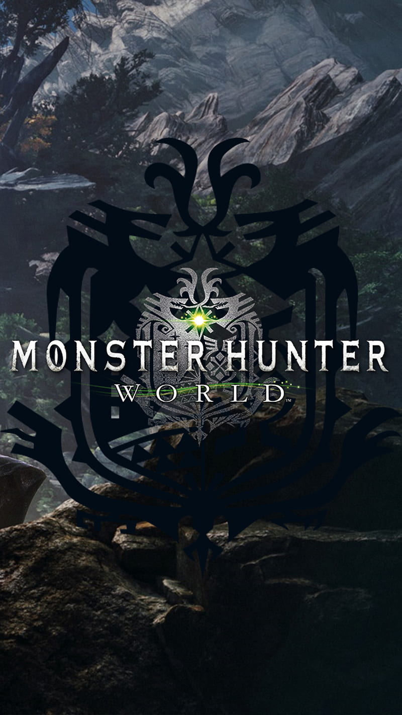 Monster Hunter World black, desenho, games, green, mountain, muster, HD phone wallpaper