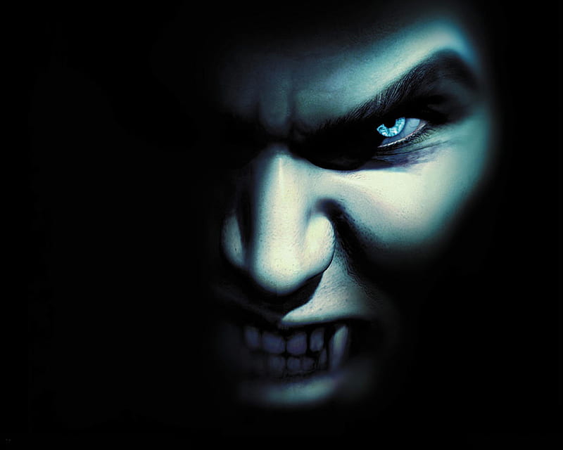 Vampire (3D), vampirism, blue eye, jethro tull, 3d and cg, bloodsucker, vampire, blood, HD wallpaper