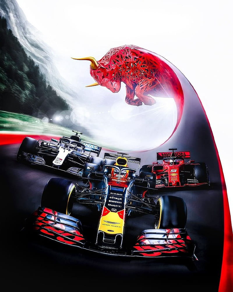 F1 Red Bull road , 2019, ferrari, mercedes, red bull, HD phone wallpaper