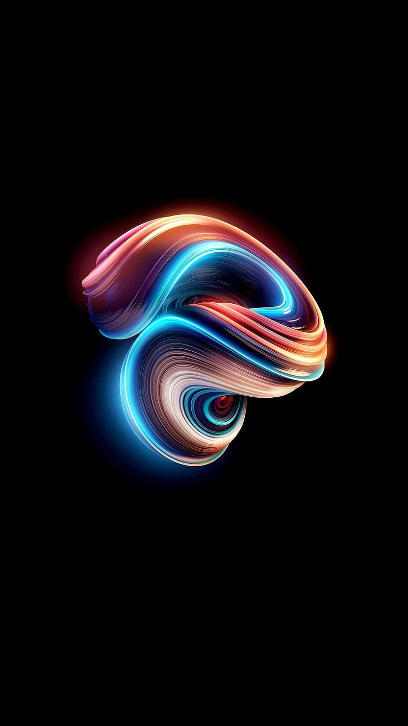 Abstract, 3D, Black, Colorful, Miui, Rainbow, Spiral: \