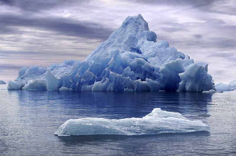 Iceberg, water, nature, sky, icebergs, sea, winter, HD wallpaper