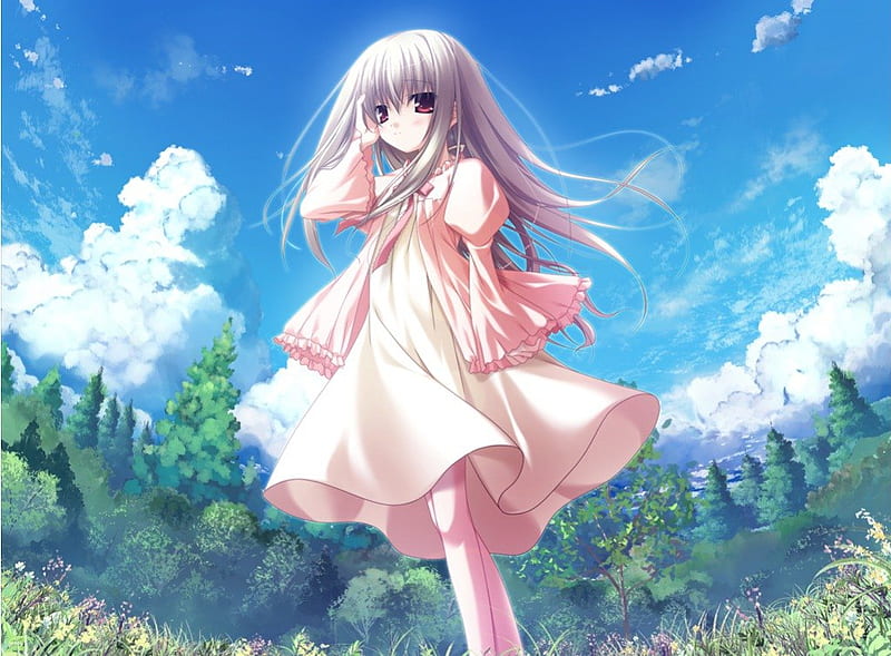 KREA - a cute beautiful anime girl sitting on a cloud relaxing