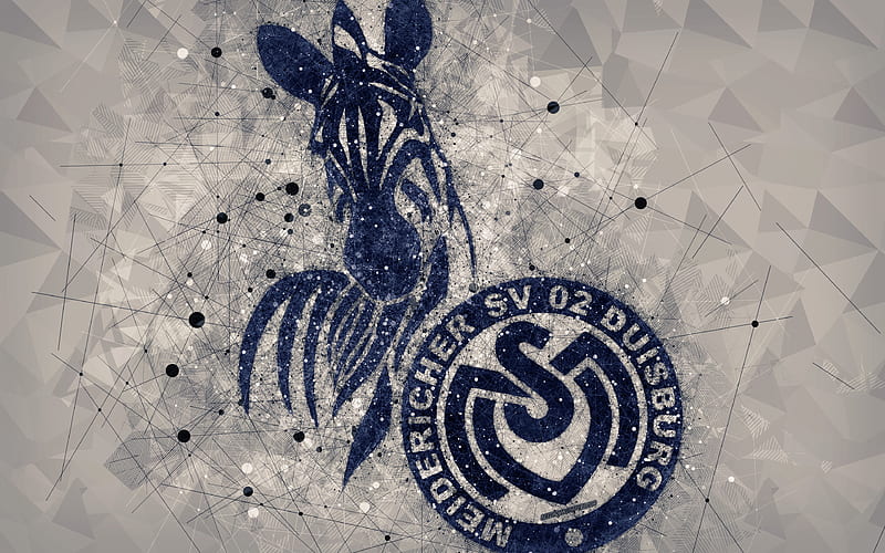 MSV Duisburg German football club, creative logo, geometric art, emblem, Duisburg, Germany, football, 2 Bundesliga, gray abstract background, creative art, HD wallpaper